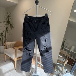 American Eagle Distressed Black Jeans Size 10 Stretch